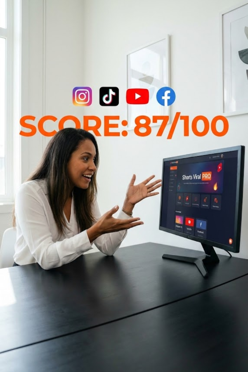 Software de análise de Shorts com interface de URL, score viral e título SEO otimizado
